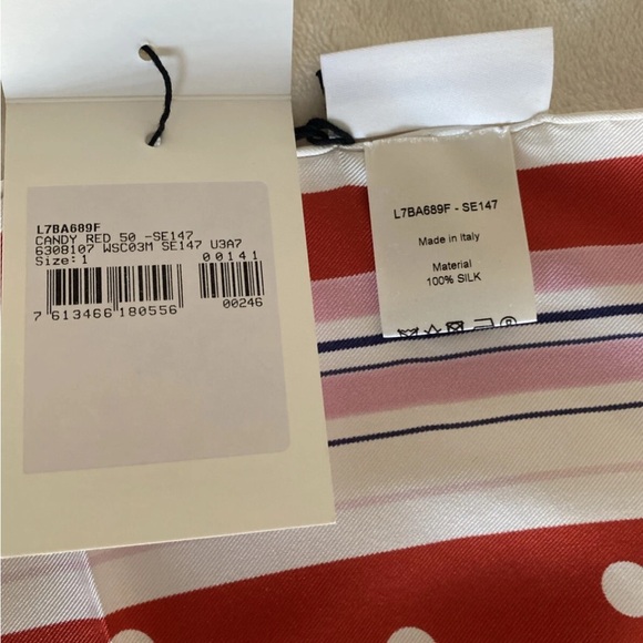 Bally NWT strawberry silk scarf square 35 X 34” - Picture 6 of 11